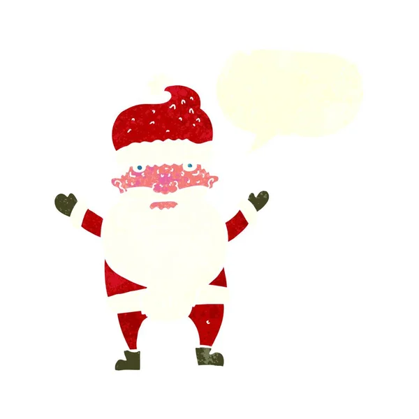 Karikatur Mürrischer Weihnachtsmann Mit Sprechblase — Stockvektor