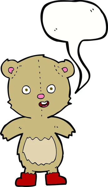 Dibujos Animados Oso Peluche Feliz Botas Con Burbuja Del Habla — Archivo Imágenes Vectoriales