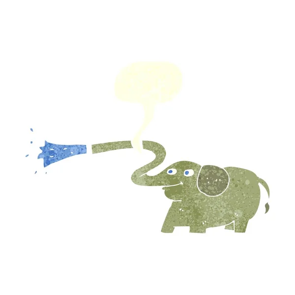 Elefante Dibujos Animados Chorreando Agua Con Burbuja Del Habla — Vector de stock
