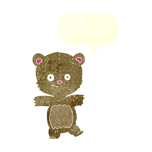 Karikatur Lustiger Teddybär Mit Sprechblase — Stockvektor