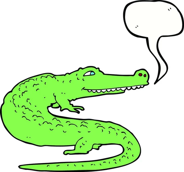 Crocodile Dessin Animé Avec Bulle Parole — Image vectorielle