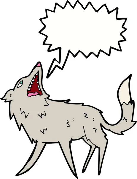 Dessin Animé Snapping Loup Avec Bulle Parole — Image vectorielle