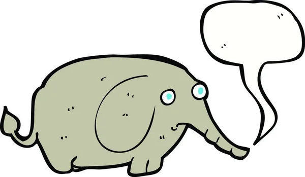 Cartoon Sad Little Elephant Speech Bubble — Stock Vector