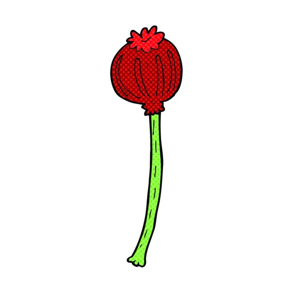 Retro Stripverhaal Stijl Cartoon Gedroogde Papaver — Stockvector