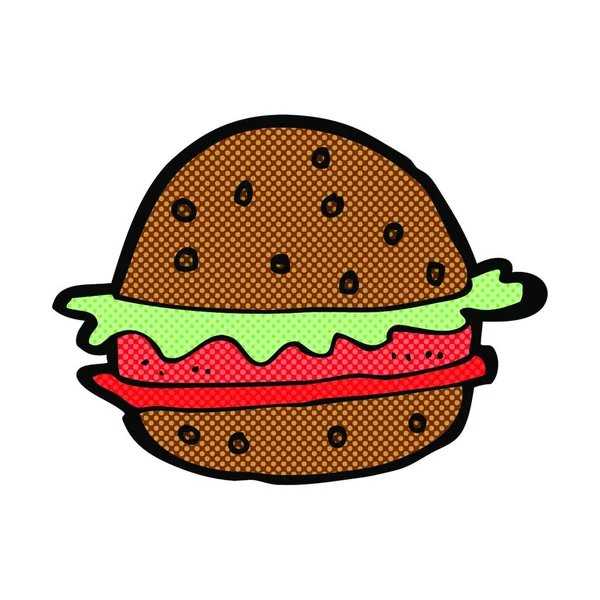 Hamburguesa Dibujos Animados Estilo Cómic Retro — Vector de stock