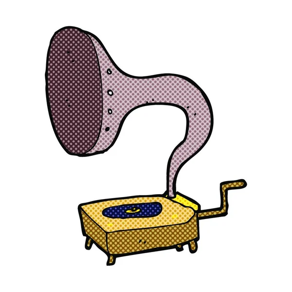 Retro Çizgi Roman Tarzı Karikatür Gramofonu — Stok Vektör