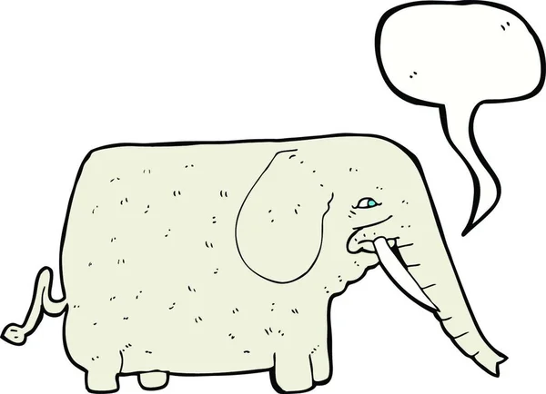 Cartone Animato Grande Elefante Con Bolla Discorso — Vettoriale Stock