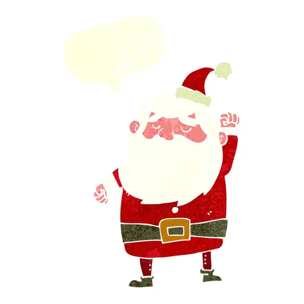 Cartoon Weihnachtsmann Schlägt Mit Sprechblase Auf Luft — Stockvektor