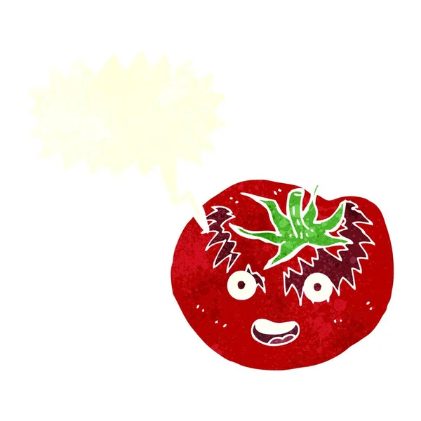 Pomodoro Cartone Animato Con Bolla Discorso — Vettoriale Stock