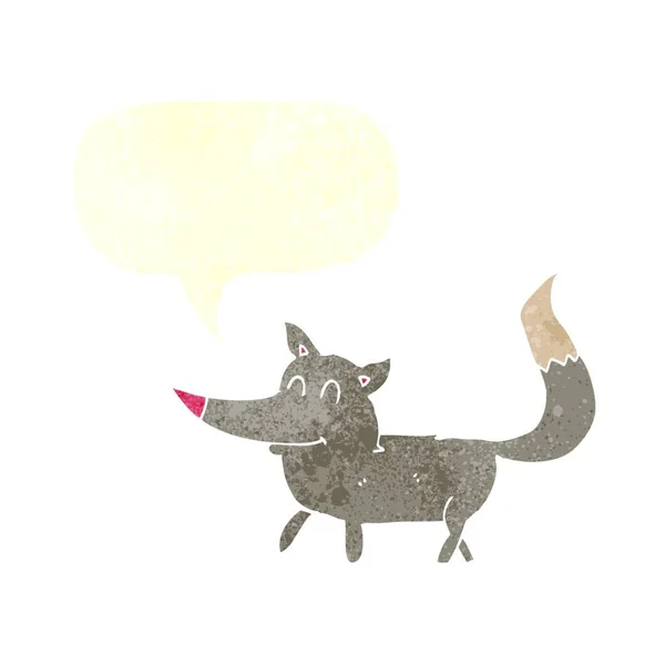 Karikatur Kleiner Wolf Mit Sprechblase — Stockvektor