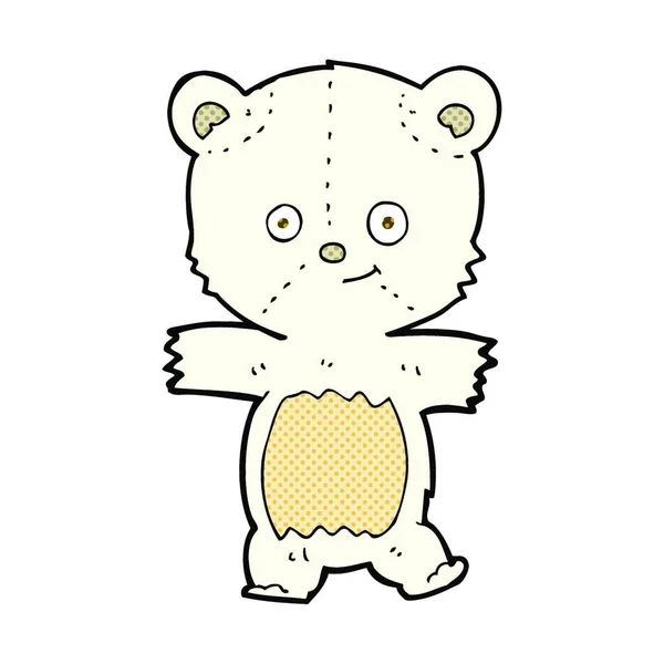 Lindo Retro Cómic Estilo Dibujos Animados Oso Polar — Vector de stock