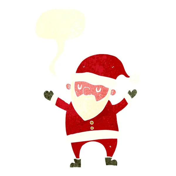 Cartoon Tanzt Weihnachtsmann Mit Sprechblase — Stockvektor