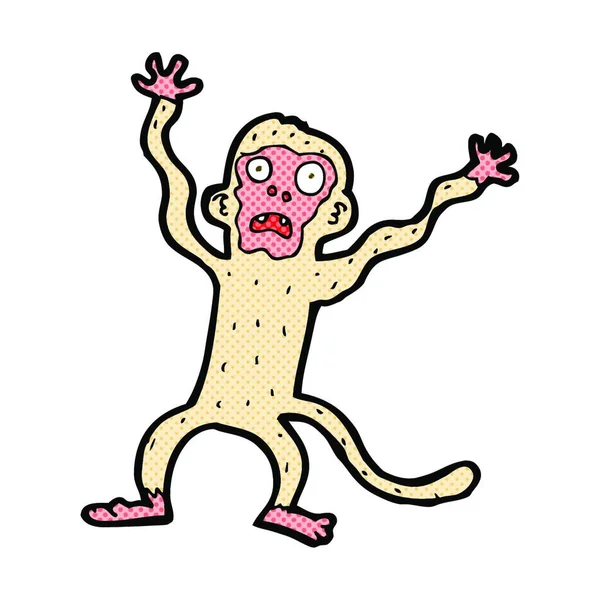 Retro Quadrinhos Estilo Desenho Animado Assustado Macaco —  Vetores de Stock