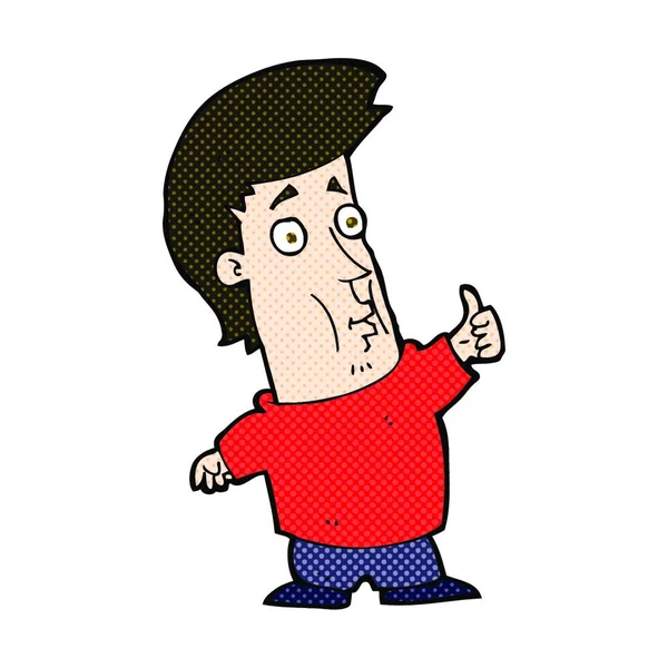Retro Comic Style Cartoon Man Giving Thumbs Sign — стоковый вектор