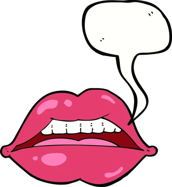 Cartoon Sexy Lippen Symbol Mit Sprechblase — Stockvektor