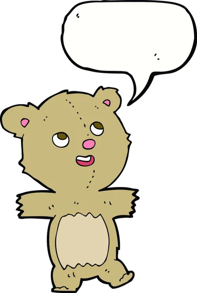Tekenfilm Teddybeer Met Spraakbel — Stockvector