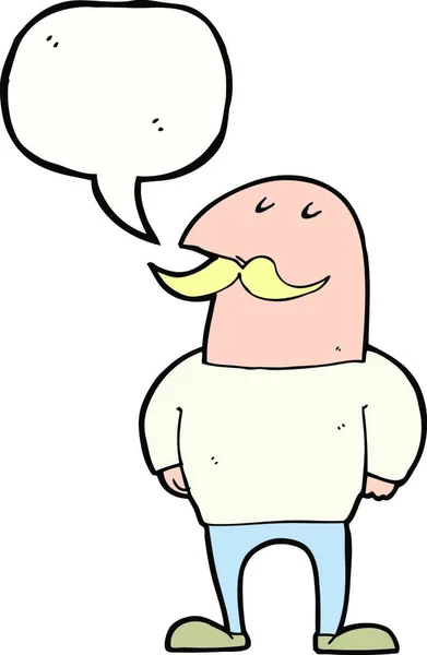Dessin Animé Chauve Homme Avec Moustache Avec Bulle Parole — Image vectorielle
