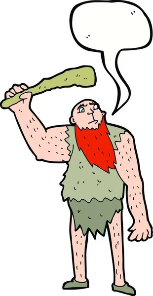 Desenho Animado Neandertal Com Bolha Fala —  Vetores de Stock