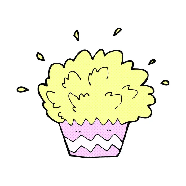 Retro Komiks Styl Karikatura Explodující Cupcake — Stockový vektor
