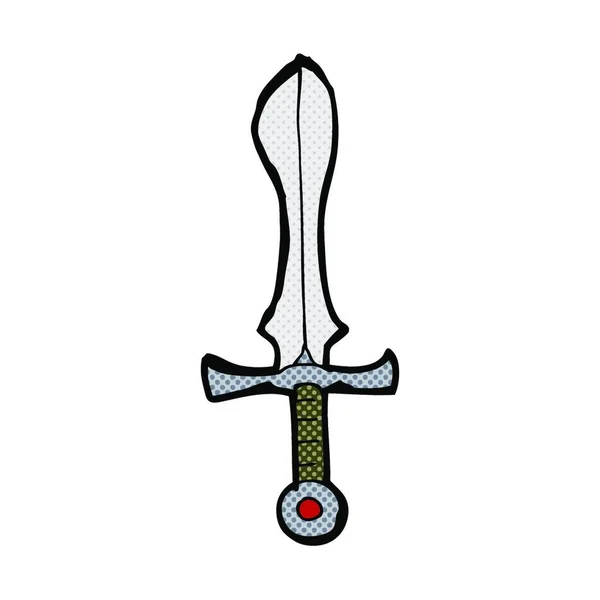 Espada Dibujos Animados Estilo Cómic Retro — Vector de stock