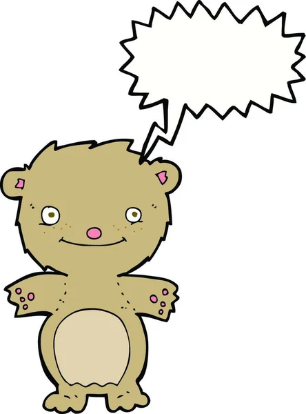卡通片快乐的小泰迪熊与言语泡沫 — 图库矢量图片