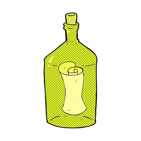 Carta Dibujos Animados Estilo Cómic Retro Botella — Archivo Imágenes Vectoriales