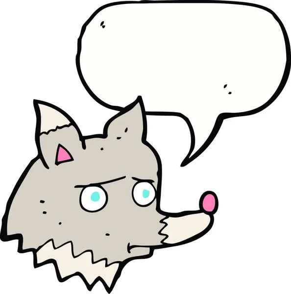 Cartoon Ongelukkige Wolf Met Spraakbel — Stockvector