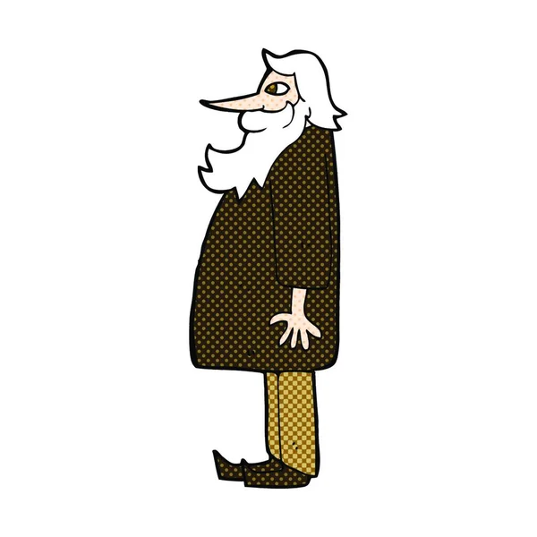 Retro Cómic Estilo Caricatura Barbudo Viejo Hombre — Archivo Imágenes Vectoriales