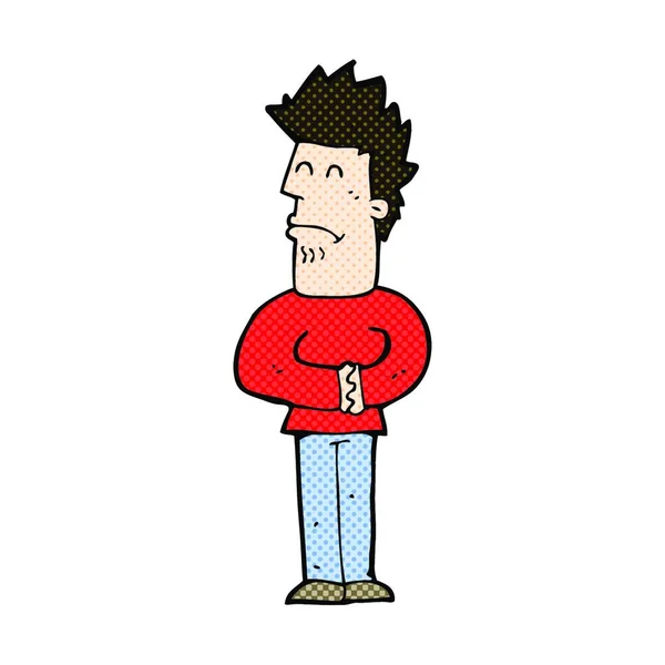 Retro Cómic Estilo Dibujos Animados Hombre Nervioso — Vector de stock
