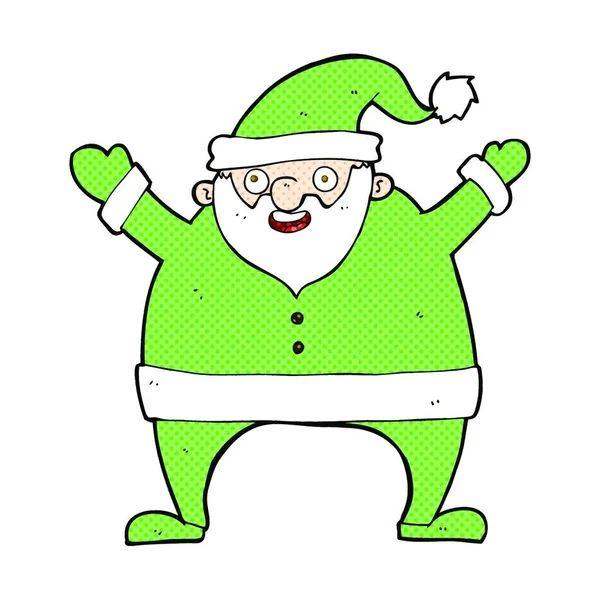 Retro Cómic Estilo Dibujos Animados Santa Claus — Vector de stock