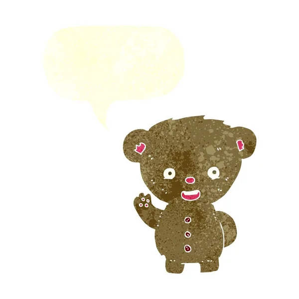 Urso Pelúcia Dos Desenhos Animados Acenando Com Bolha Fala —  Vetores de Stock