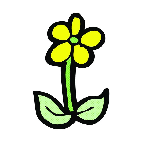Retro Komiks Styl Kreskówki Kwiat — Wektor stockowy