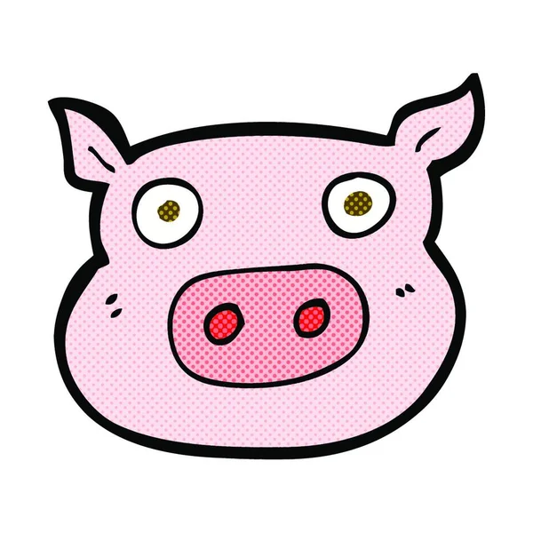 Retro Comic Book Style Cartoon Pig Face — Stock Vector