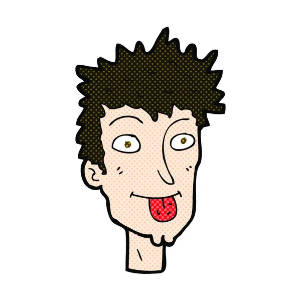 Retro Comic Book Style Cartoon Man Sticking Out Tongue — Stock Vector