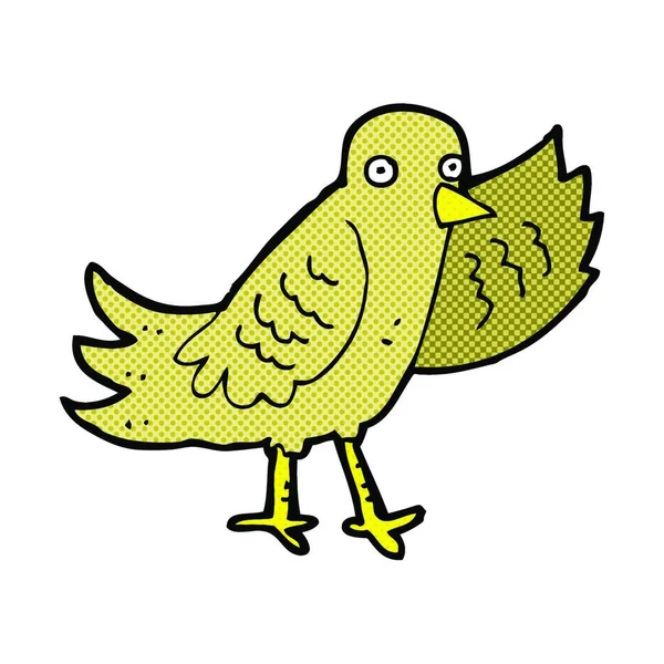 Retro Quadrinhos Estilo Desenho Animado Acenando Pássaro — Vetor de Stock