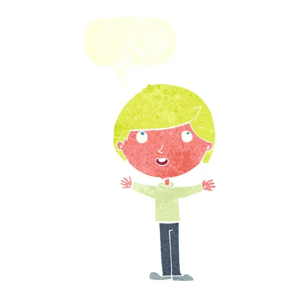 Καρτούν Χαρούμενο Αγόρι Φούσκα Ομιλία — Διανυσματικό Αρχείο