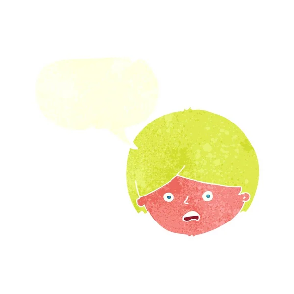 Karikatur Unglücklicher Junge Mit Sprechblase — Stockvektor