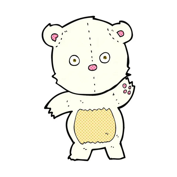 Cute Retro Komiks Styl Kreskówki Niedźwiedź Polarny — Wektor stockowy