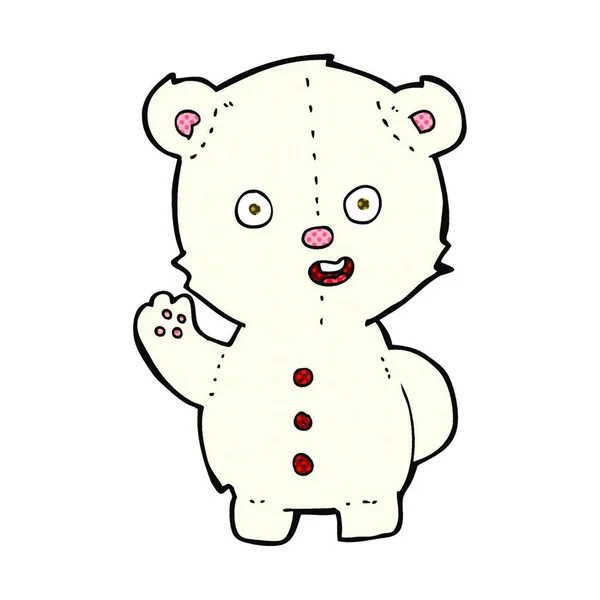 Lindo Retro Cómic Estilo Dibujos Animados Oso Polar — Vector de stock