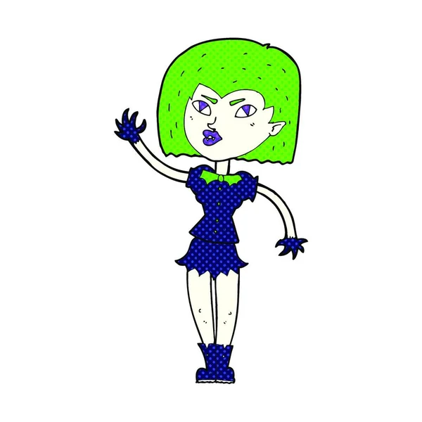 Retro Comic Book Style Cartoon Pretty Vampire Girl — Stock Vector