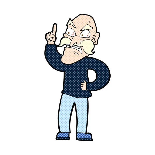 Retro Comic Style Cartoon Old Man Laying Rules — стоковый вектор