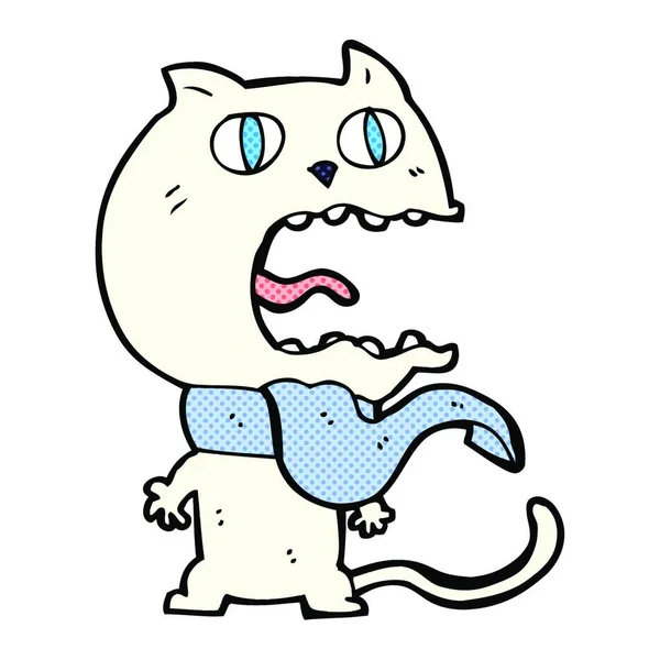 Retro Çizgi Roman Tarzı Korkmuş Kedi — Stok Vektör