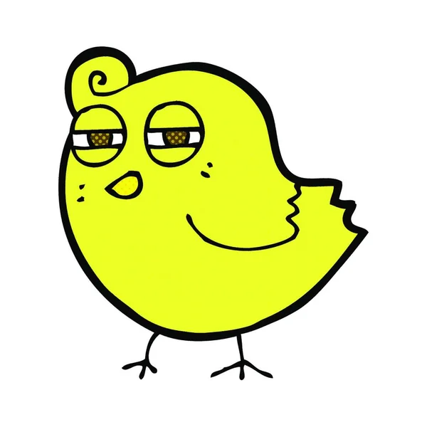 Engraçado Retro Quadrinhos Estilo Desenho Animado Pássaro — Vetor de Stock
