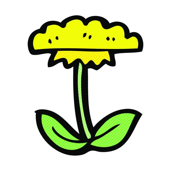 Retro Komiks Styl Kreslené Květiny Symbol — Stockový vektor