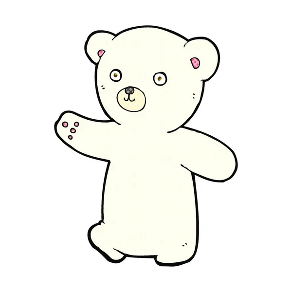 Retro Quadrinhos Estilo Desenho Animado Polar Urso Filhote — Vetor de Stock