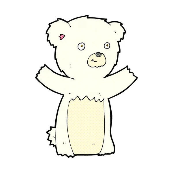 Мультяшный Белый Медвежонок Стиле Ретро Комикса — стоковый вектор