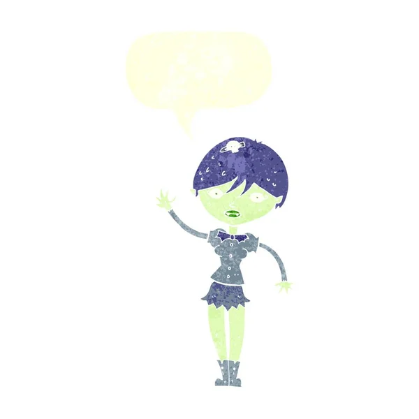 挥舞着气泡的卡通吸血鬼女孩 — 图库矢量图片
