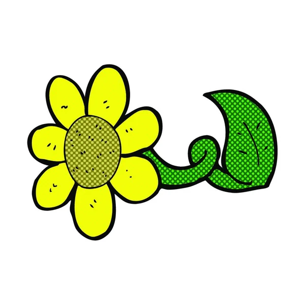 Retro Stripverhaal Stijl Cartoon Bloem — Stockvector