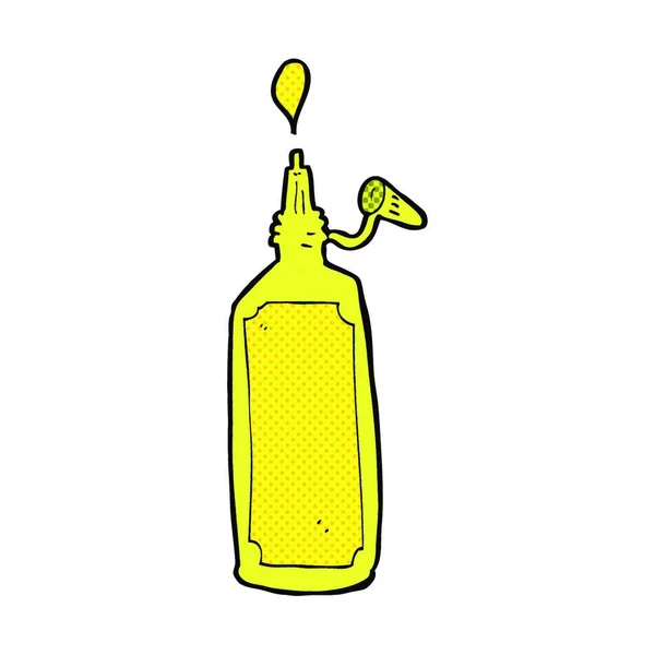 Botella Mostaza Dibujos Animados Estilo Cómic Retro — Vector de stock