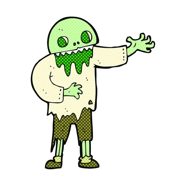 Retro Comic Stil Cartoon Gespenstischen Zombie — Stockvektor